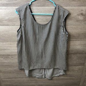 Moochi Womens Size10 Pinstripe High Low Blouse Top